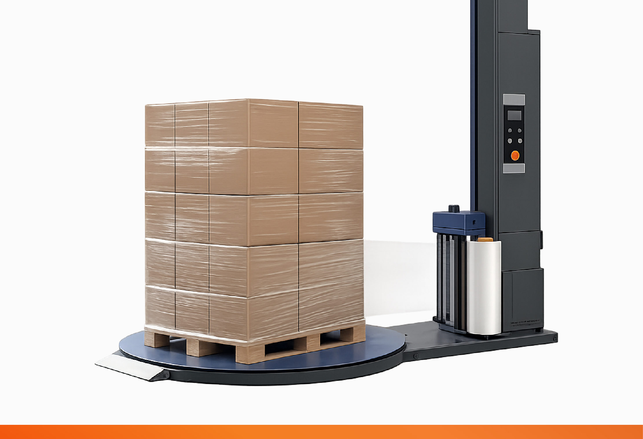 Automated pallet wrapping machine with stretch film